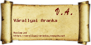 Várallyai Aranka névjegykártya